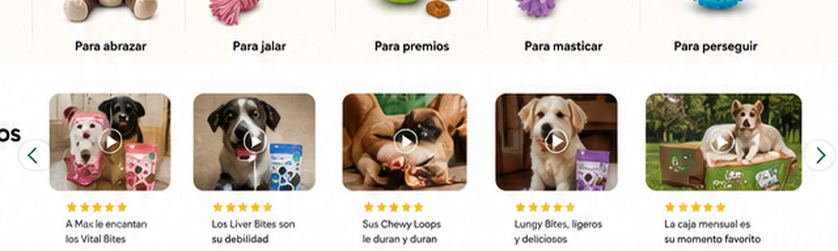Perros probando premios Patitas